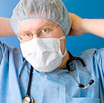 A doctor wearing glasses